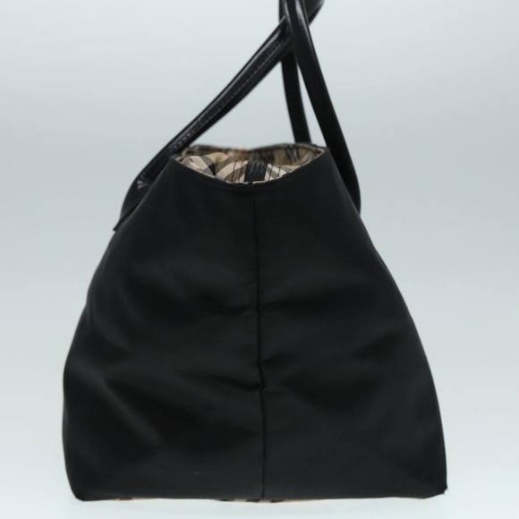 BURBERRY Nova Check Tote Bag Nylon Beige Black Silver Auth fm3822 - Picture 3 of 16